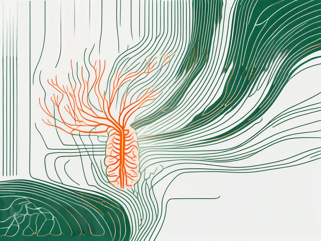 An ultrasound device emitting waves towards a stylized representation of the vagus nerve