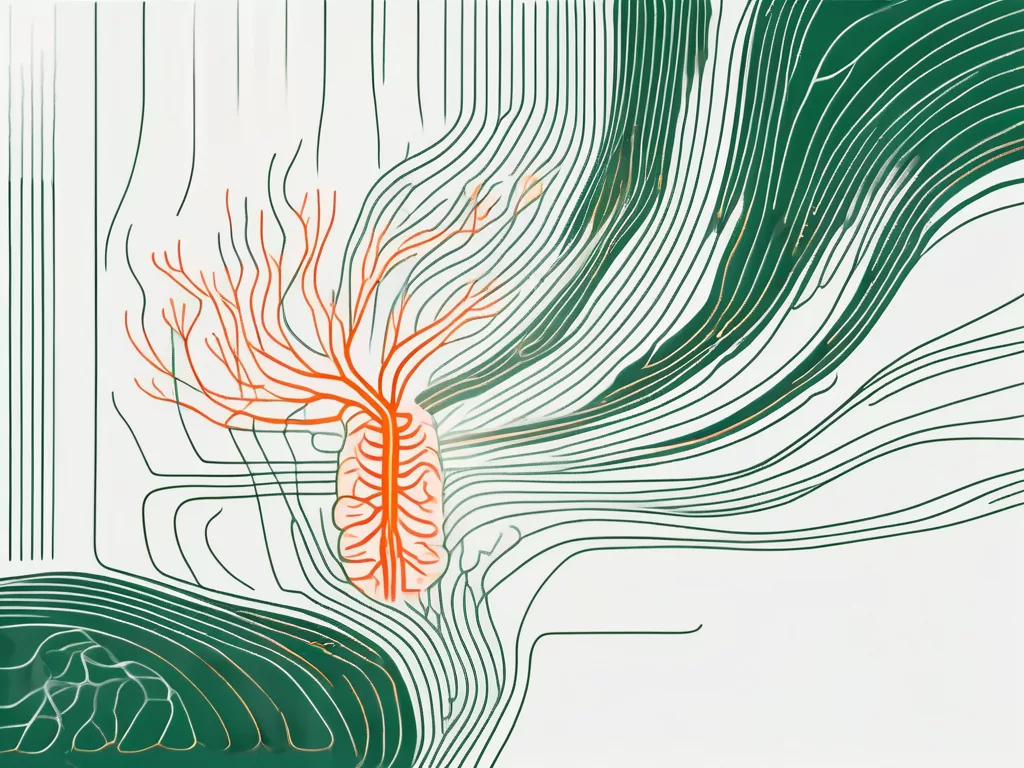 An ultrasound device emitting waves towards a stylized representation of the vagus nerve