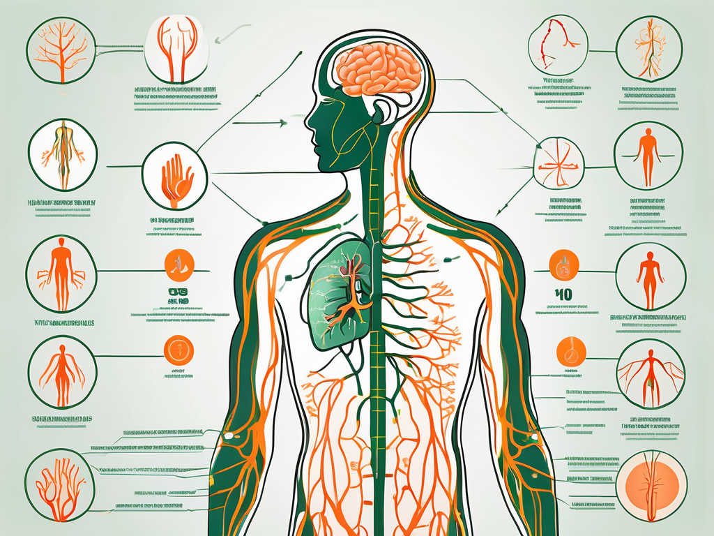 A human body outline highlighting the path of the vagus nerve