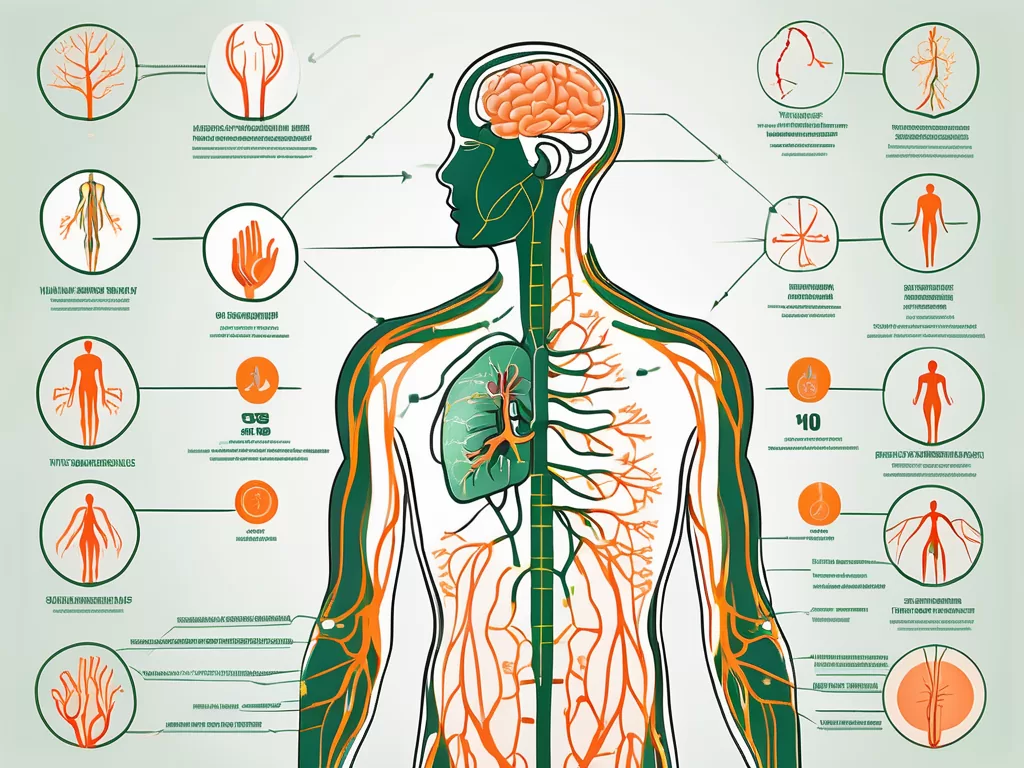 A human body outline highlighting the path of the vagus nerve