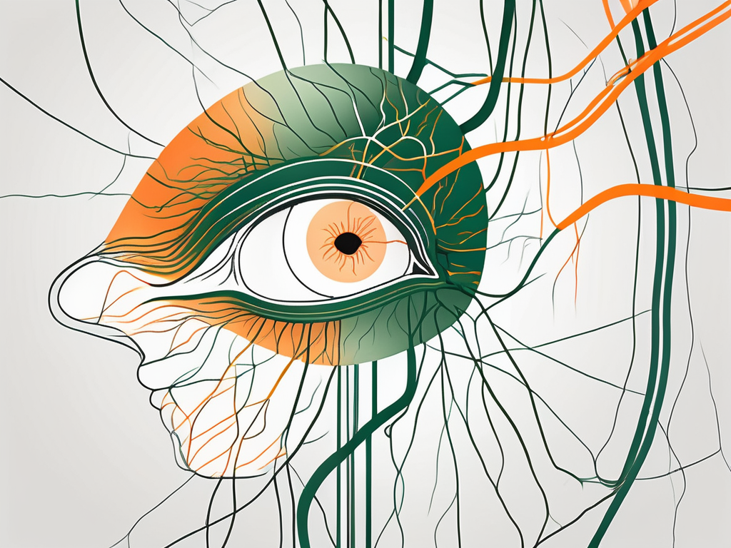 The vagus nerve connecting the brain to the eye