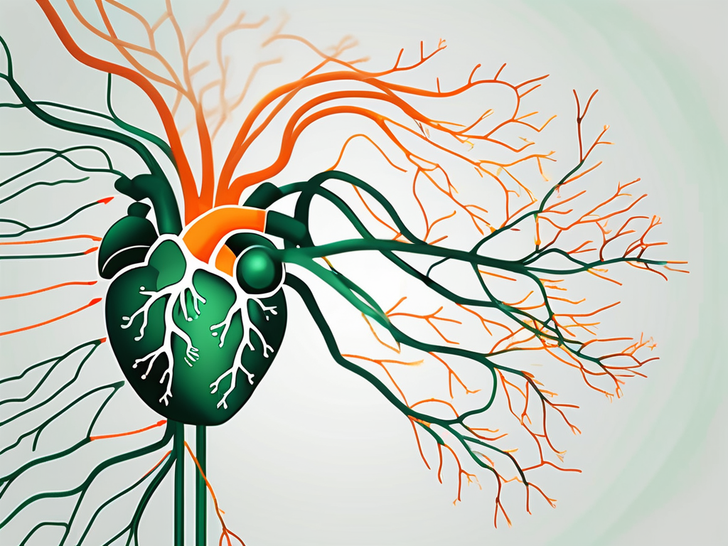 The human anatomy highlighting the vagus nerve and its connection to the heart