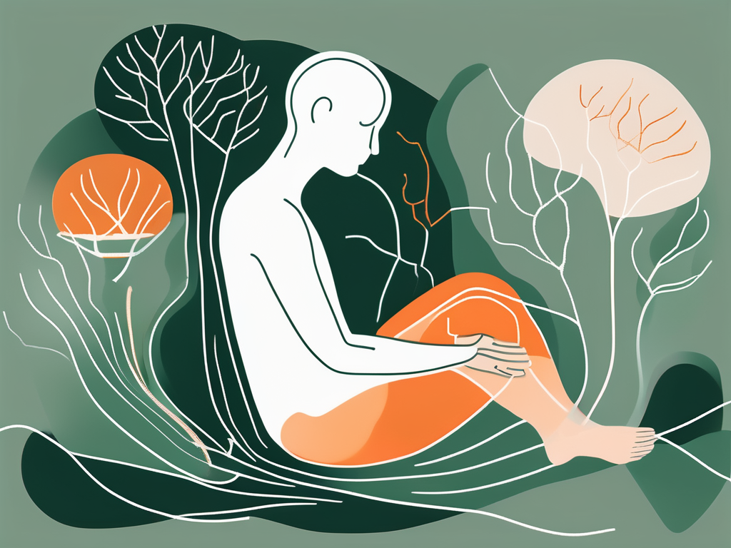 A tranquil scene featuring a human silhouette in a relaxed posture