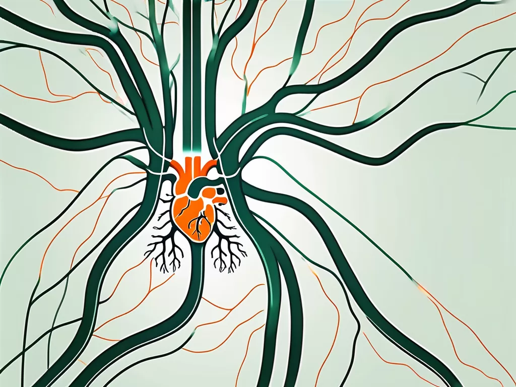 The human cardiovascular system highlighting the vagus nerve