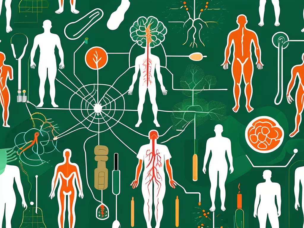 An inflamed vagus nerve in a human body