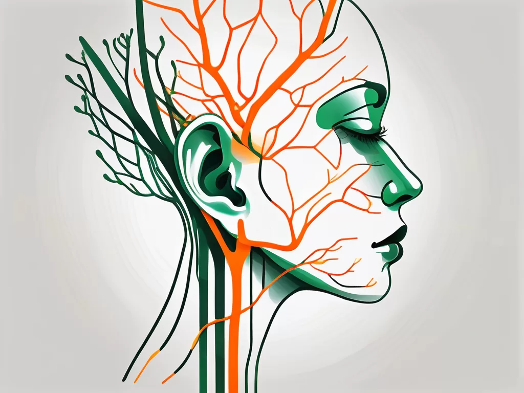 Ear clips connected to a stylized image of the vagus nerve