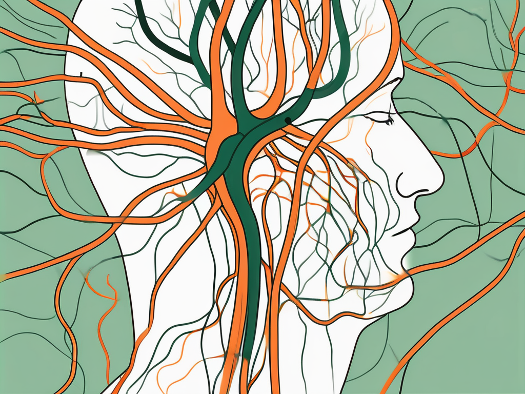 The human nervous system highlighting the vagus nerve