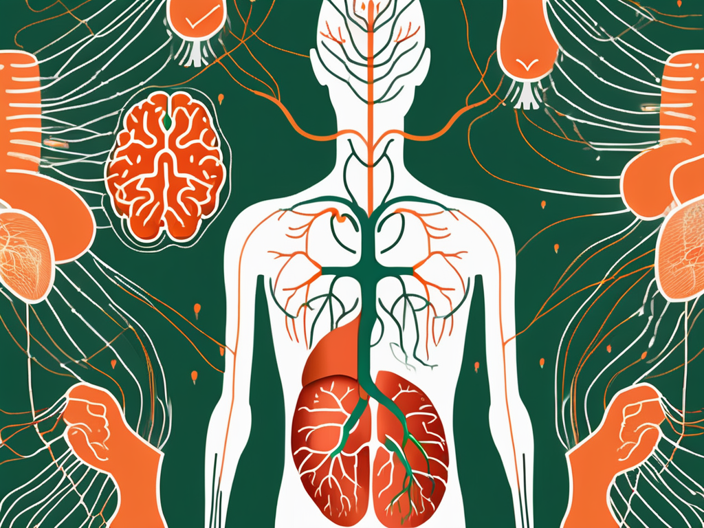 The human nervous system highlighting the vagus nerve