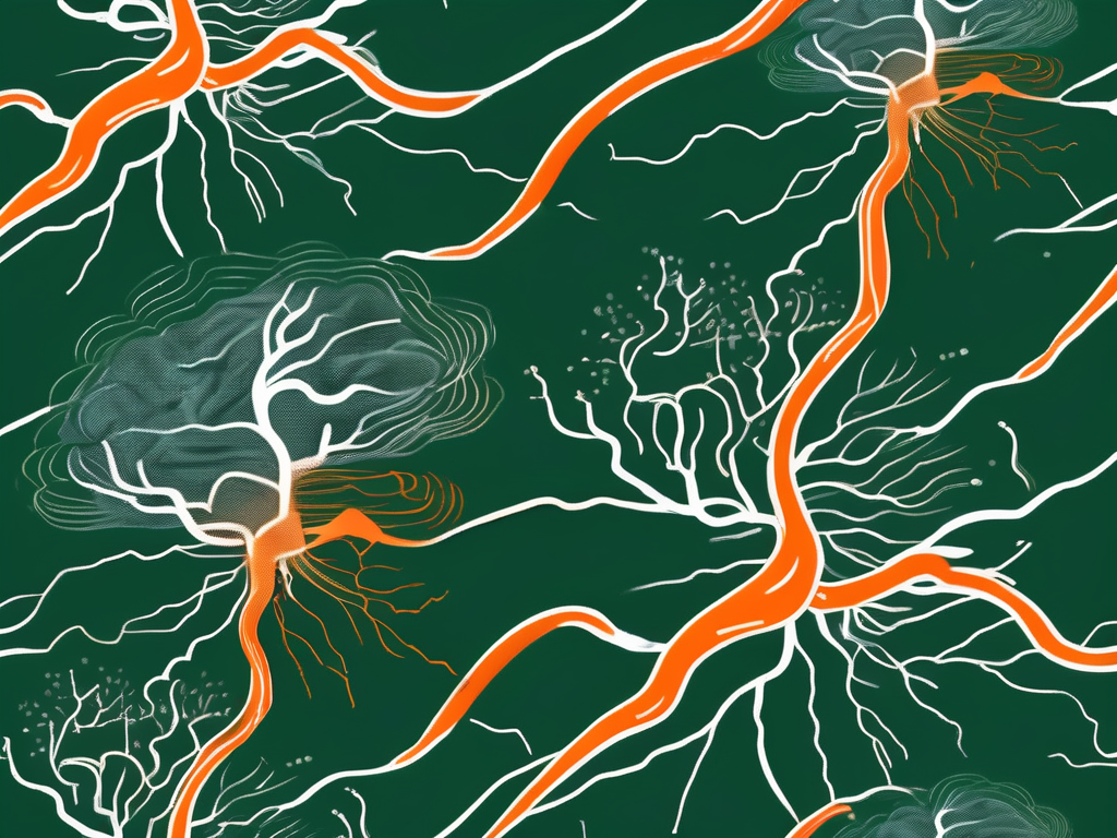The vagus nerve in a human body with symbolic representations of anxiety