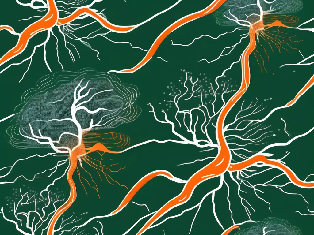 The vagus nerve in a human body with symbolic representations of anxiety