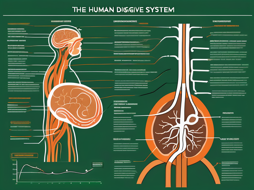 The human digestive system highlighting the vagus nerve and its connection to the stomach