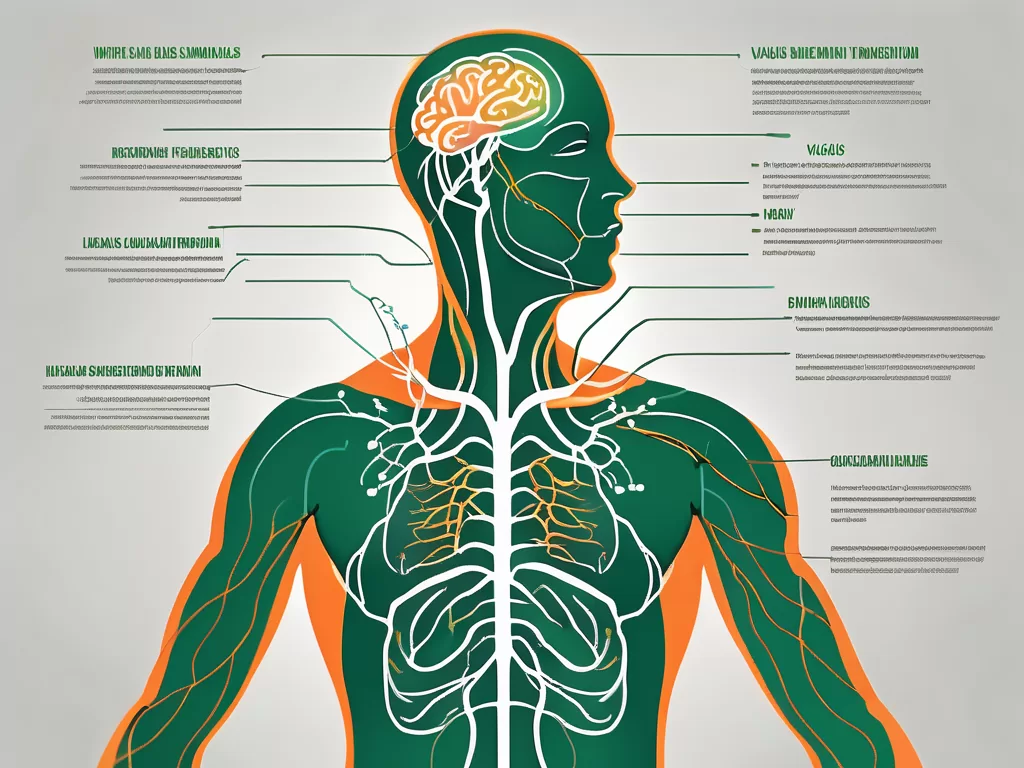 The left vagus nerve highlighted in the human body