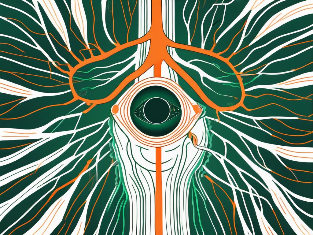 The vagus nerve connecting the brain to the eye