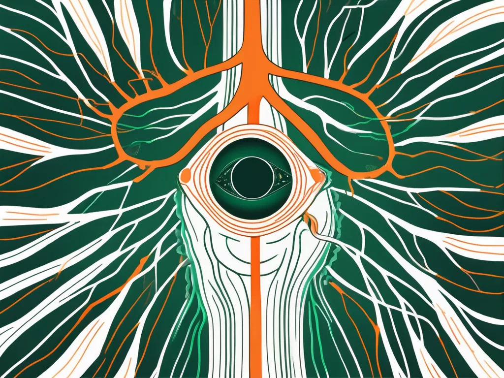 The vagus nerve connecting the brain to the eye