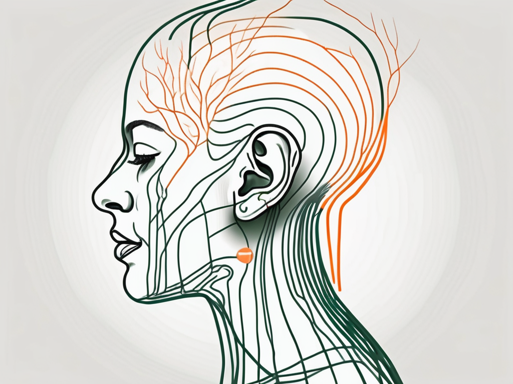 An ear with lines indicating a stimulation process