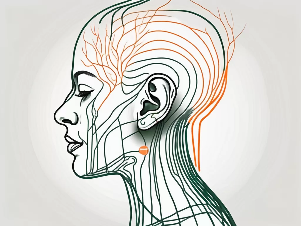 An ear with lines indicating a stimulation process