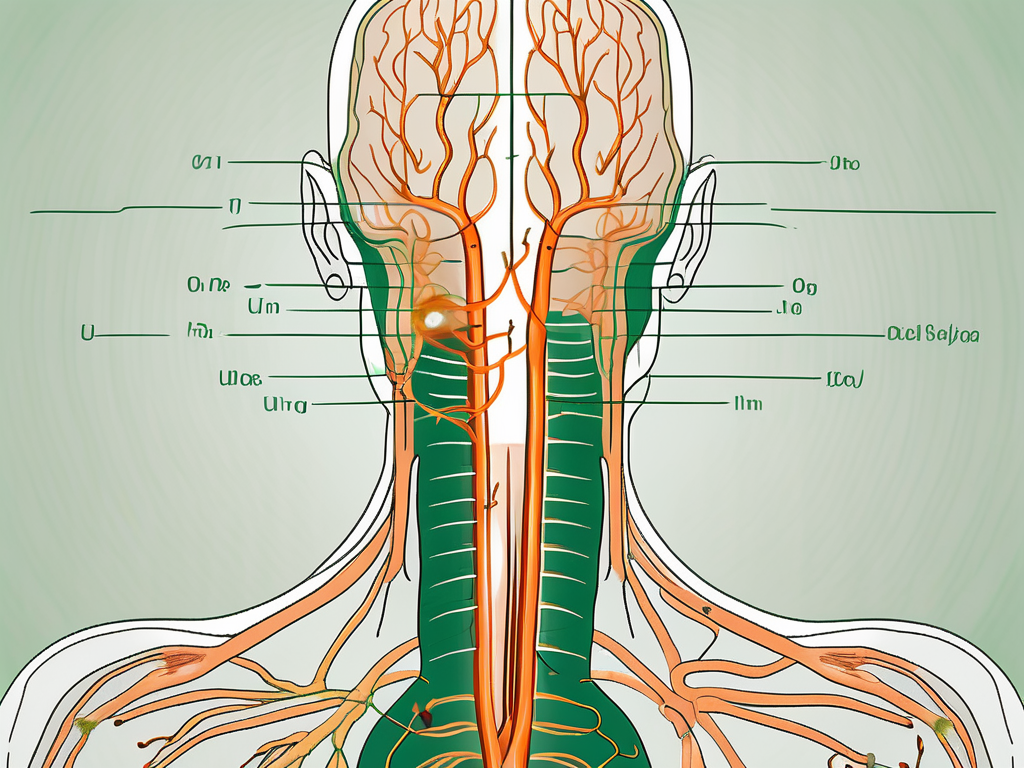 An acupuncture needle stimulating the vagus nerve