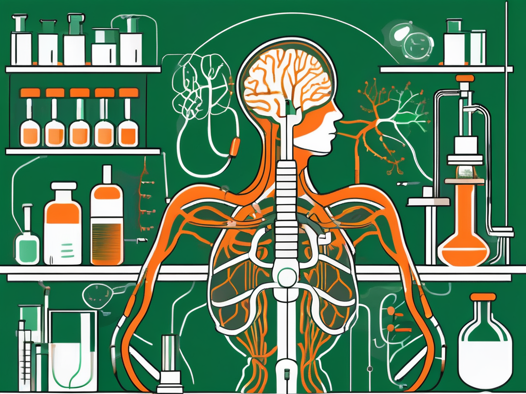 The vagus nerve highlighted in a human body
