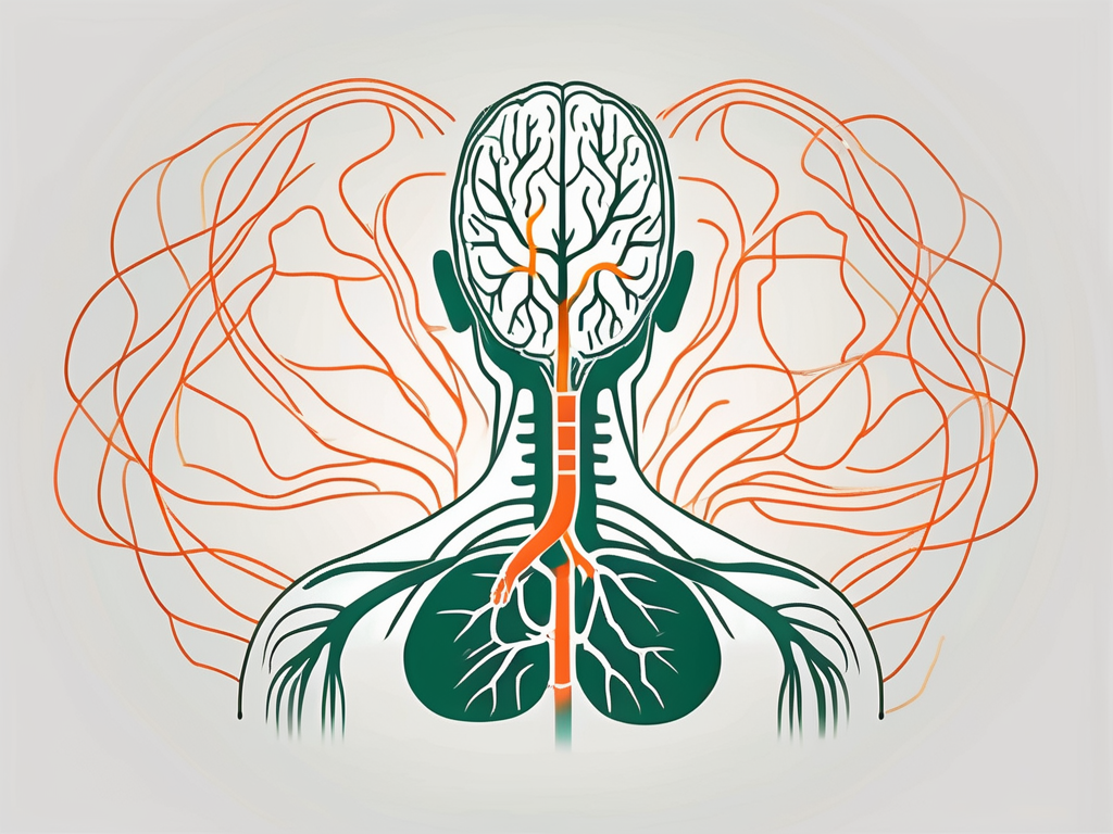 A human silhouette with the vagus nerve highlighted