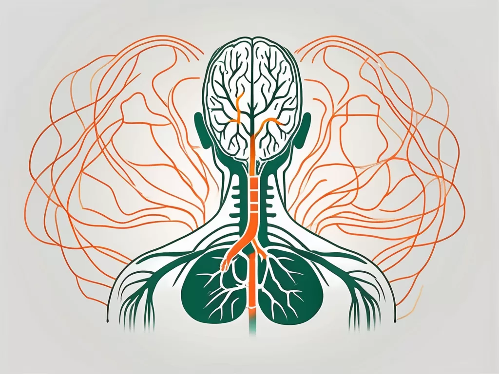 A human silhouette with the vagus nerve highlighted