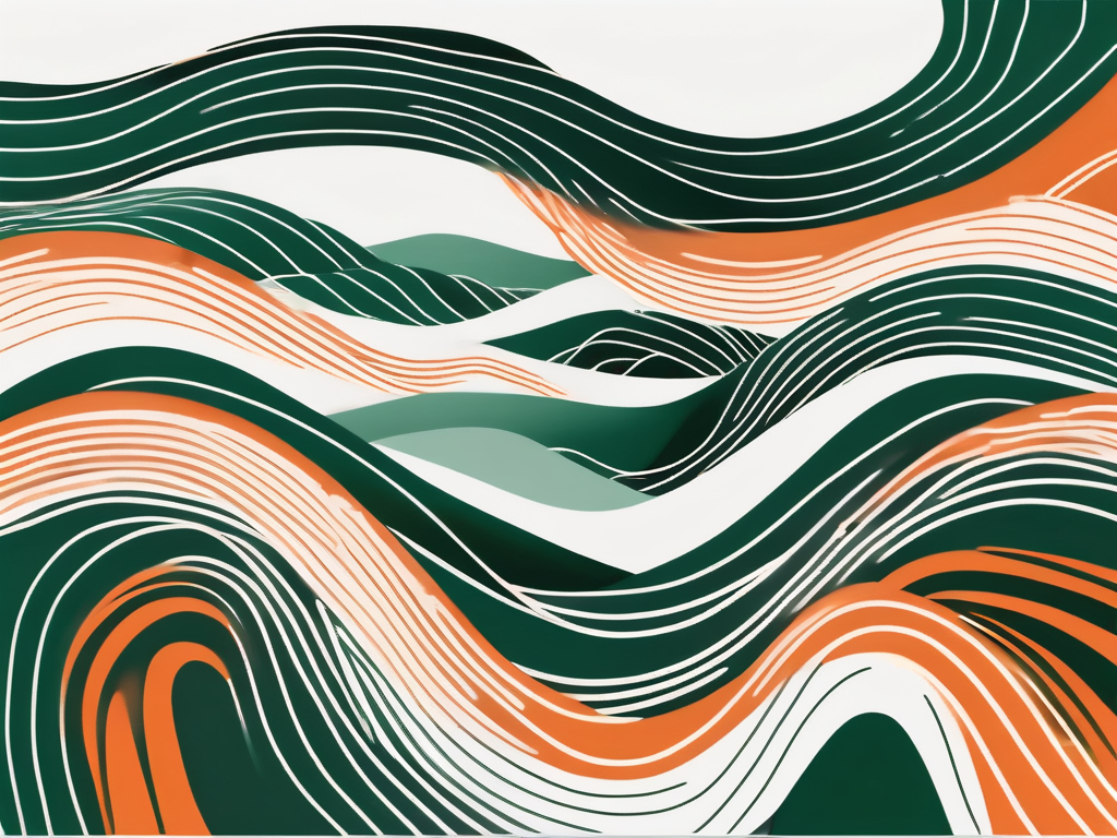 A serene landscape with a representation of sound waves flowing through it