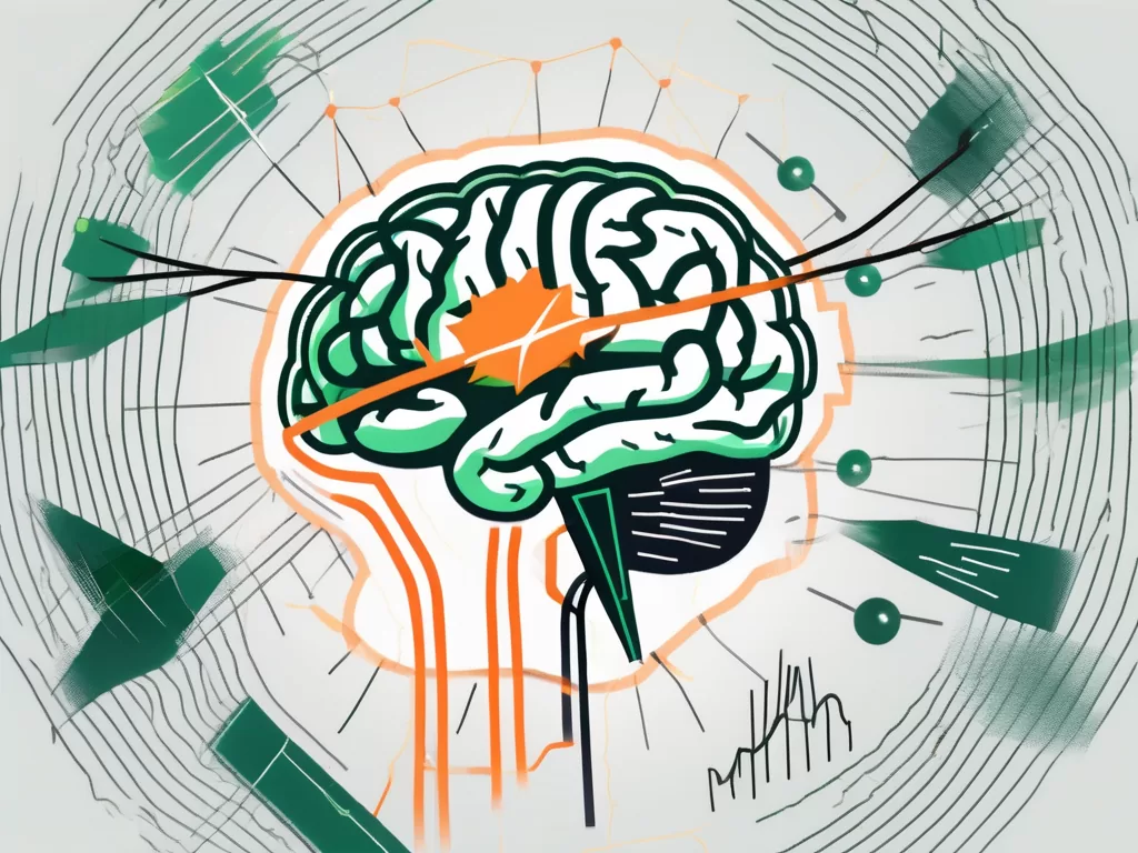 A brain with highlighted nervus vagus