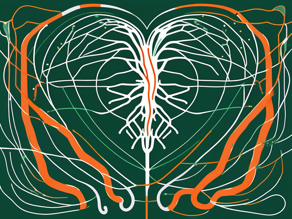 The nervus vagus as a network of nerves connecting to a heart