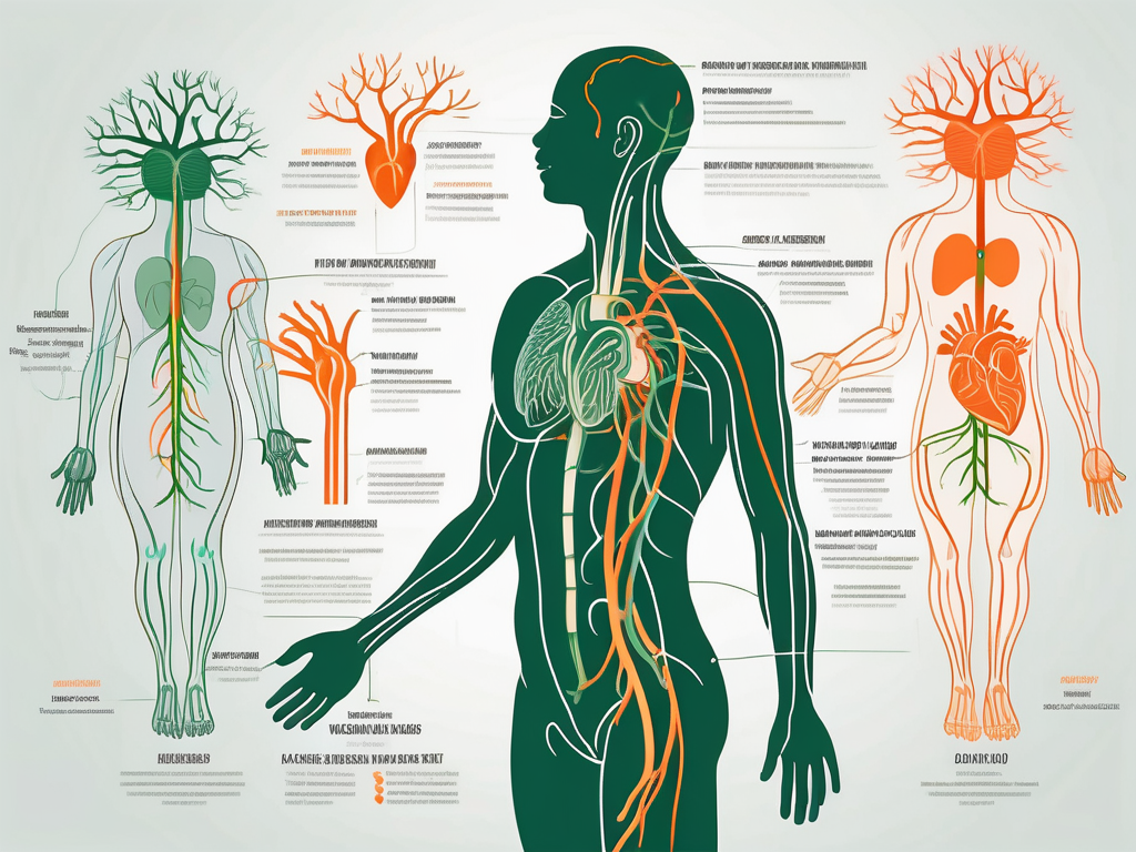 The human body highlighting the path of the vagus nerve