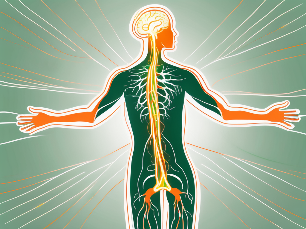 A human silhouette with a glowing vagus nerve