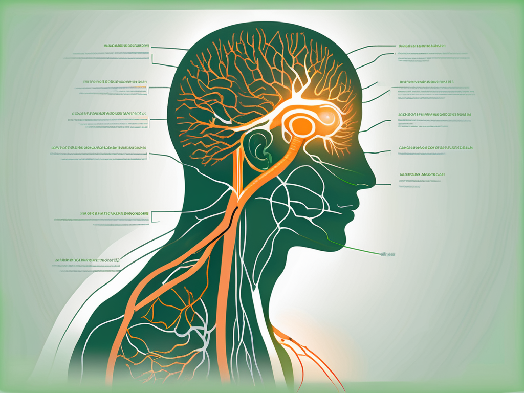 The human body highlighting the path from the vagus nerve starting in the brain