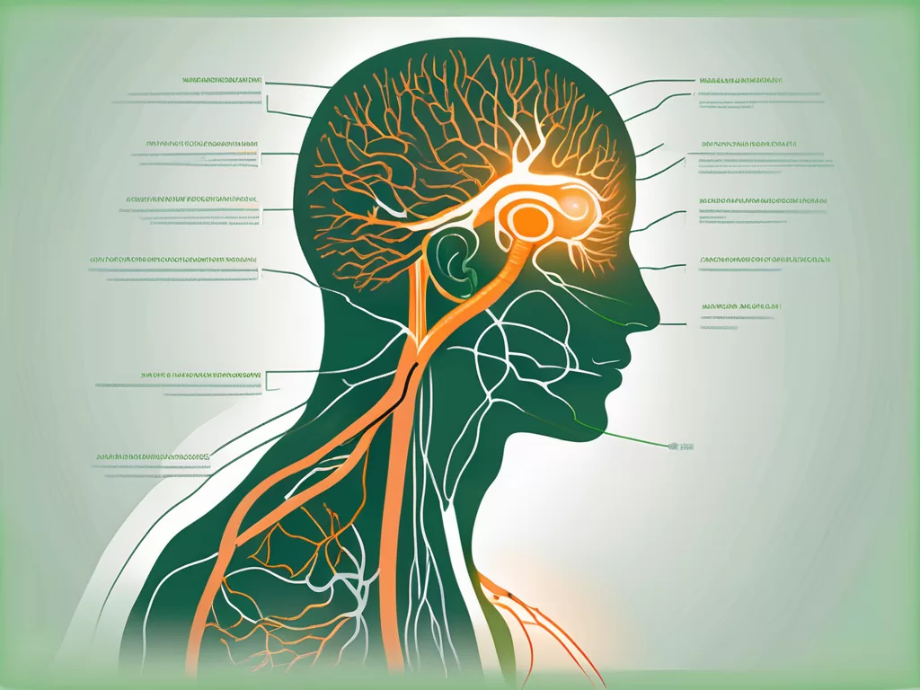The human body highlighting the path from the vagus nerve starting in the brain