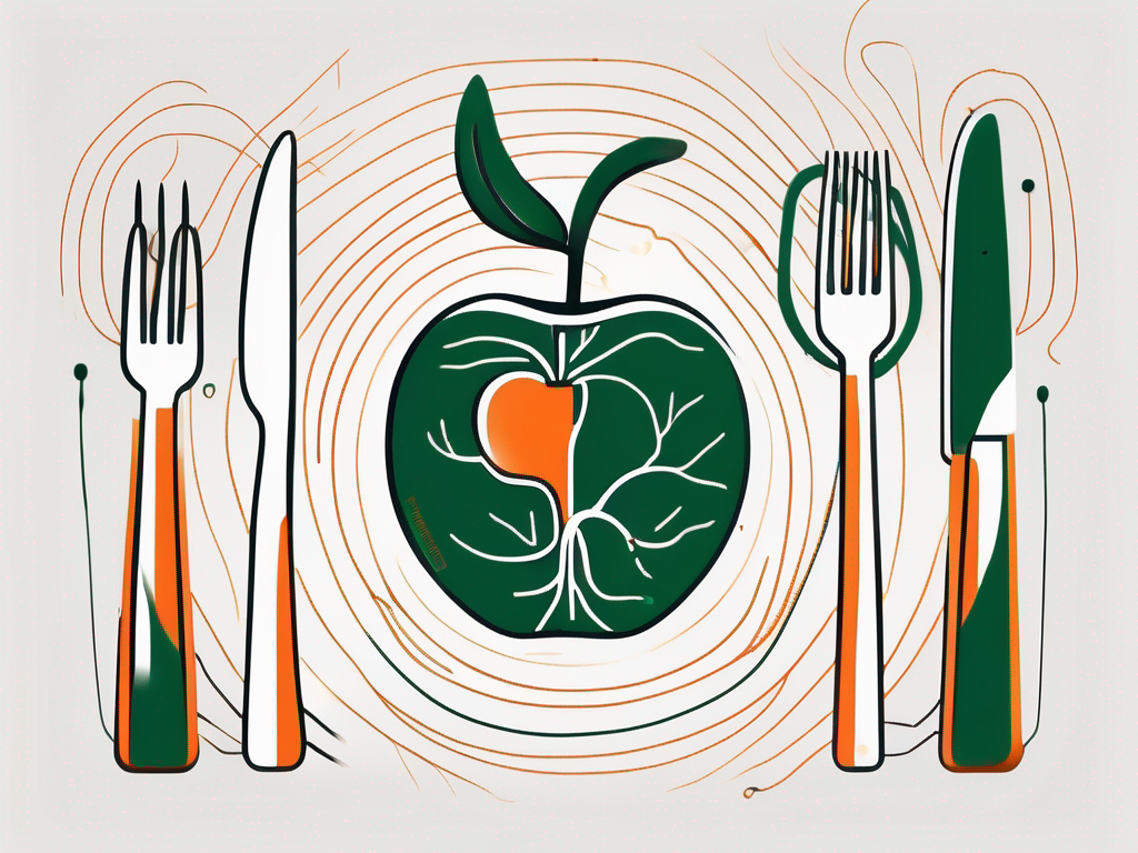 The vagus nerve connecting the brain to the stomach