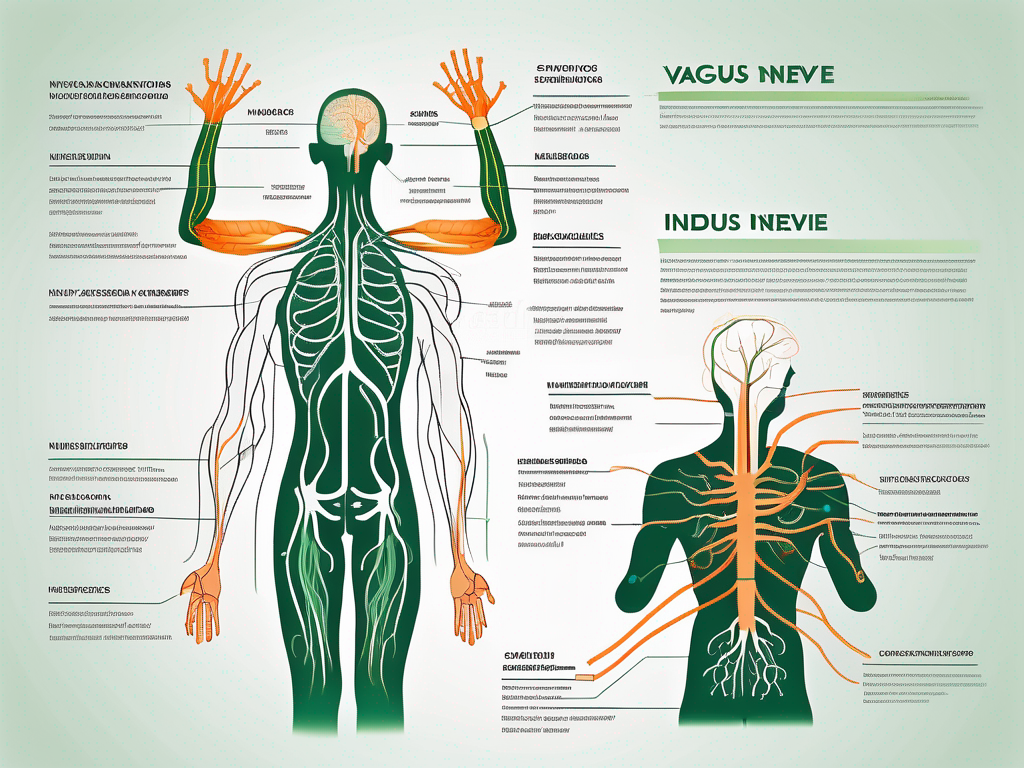 The vagus nerve with detailed labels indicating its path and the various organs it innervates