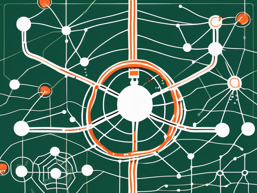 The vagus nerve connecting the brain to the stomach