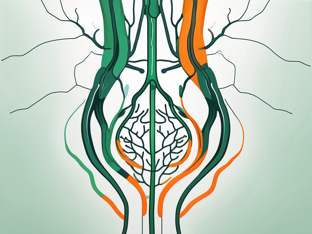 An ice cube on a stylized depiction of the vagus nerve