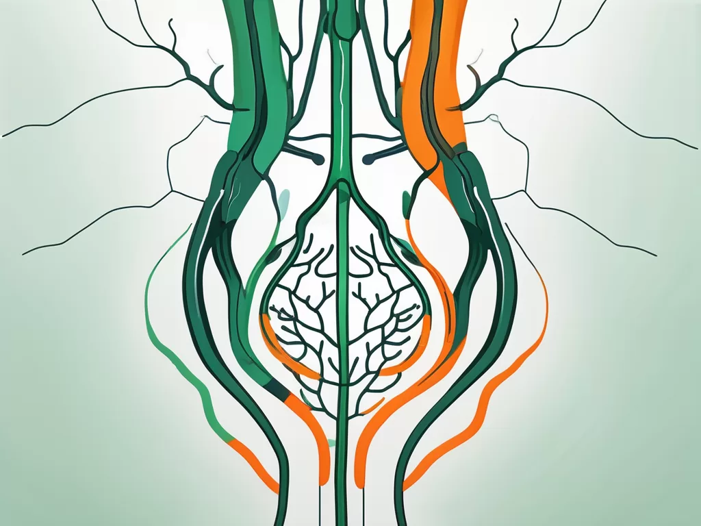 An ice cube on a stylized depiction of the vagus nerve