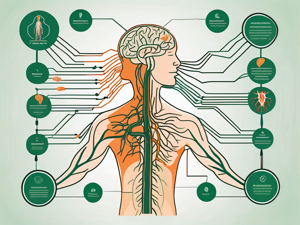 The vagus nerve interconnected with various organs like the brain