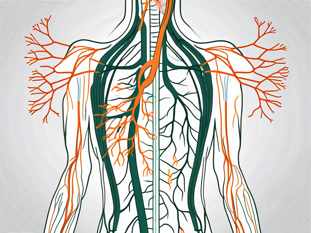 The human nervous system highlighting the vagus nerve