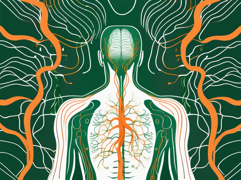 The vagus nerve highlighted in a human body silhouette