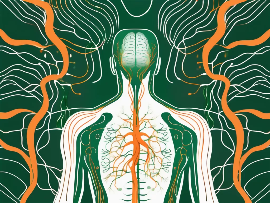The vagus nerve highlighted in a human body silhouette