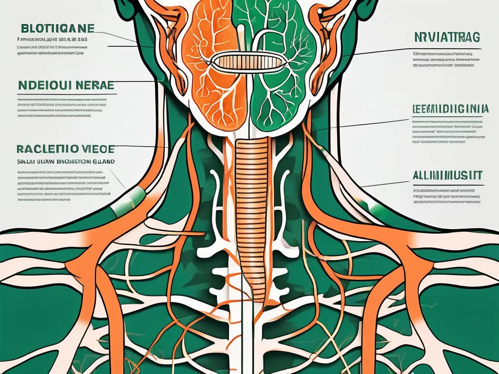 The vagus nerve in relation to the salivary glands in the human body