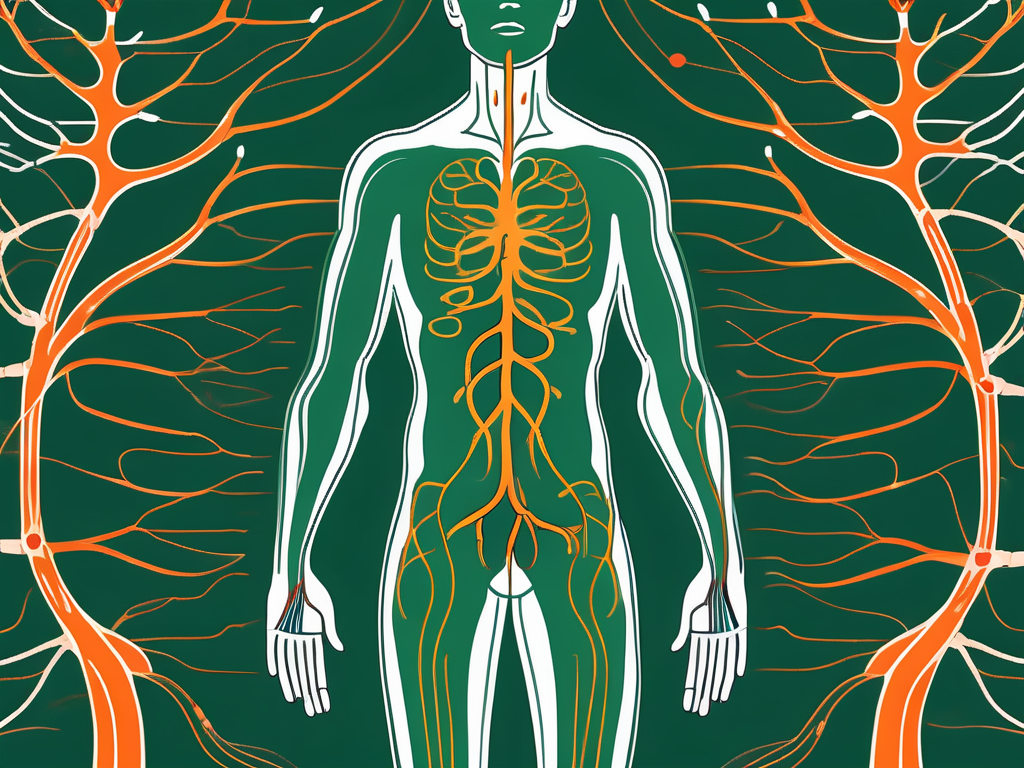 The vagus nerve in a human body with different parts it connects like the brain