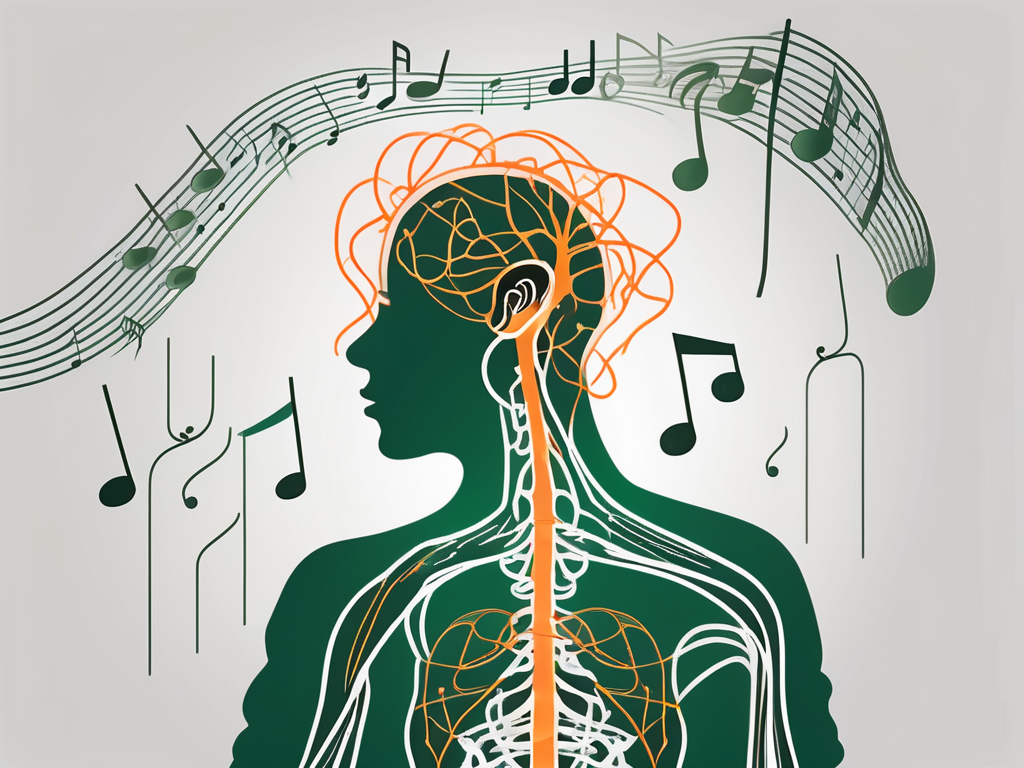 A person's silhouette with a highlighted vagus nerve