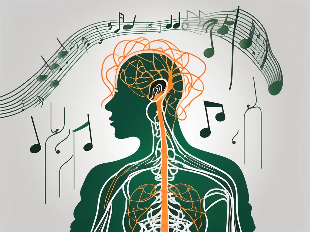 A person's silhouette with a highlighted vagus nerve