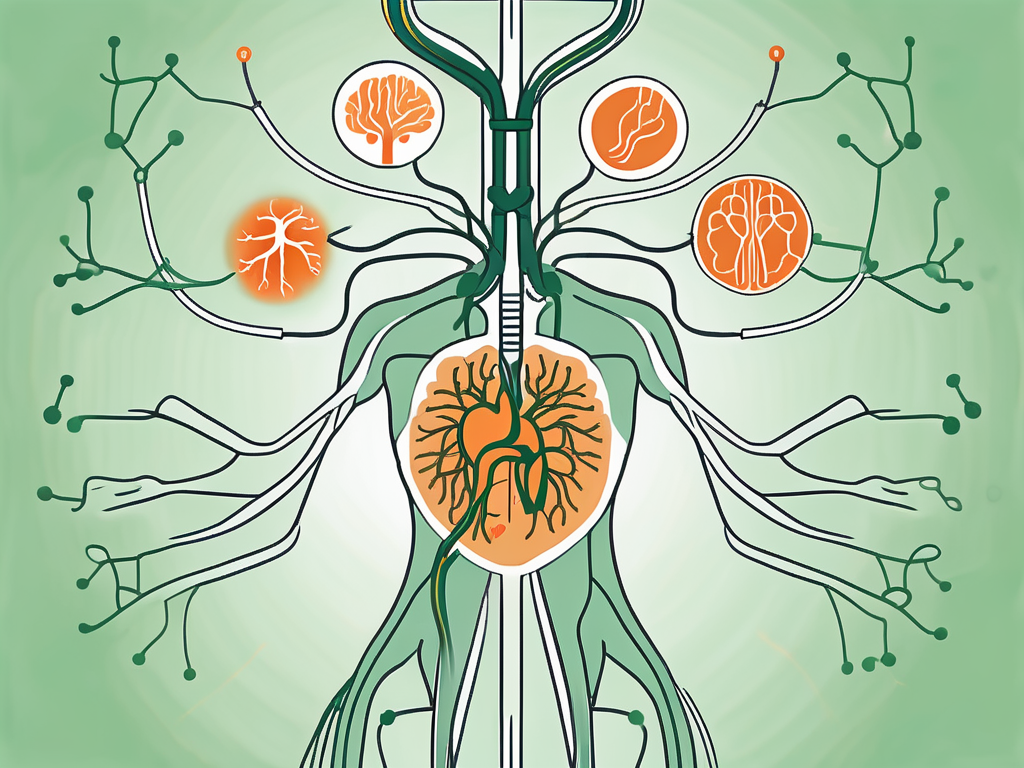 The vagus nerve system highlighting its connection with different organs in the human body