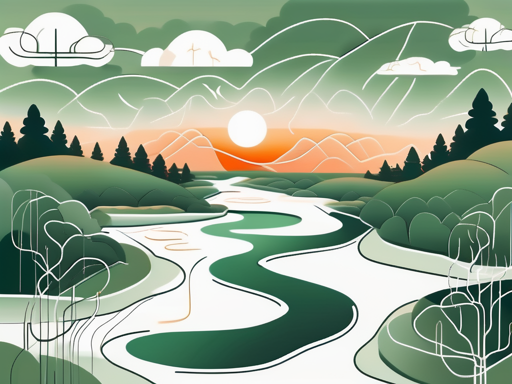 A tranquil nature scene with a winding path representing the vagus nerve