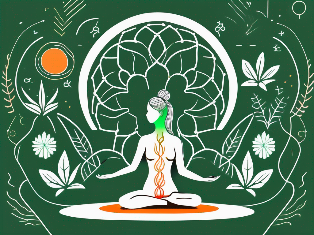 A healthy vagus nerve glowing in a relaxed body silhouette