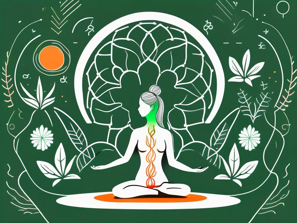 A healthy vagus nerve glowing in a relaxed body silhouette