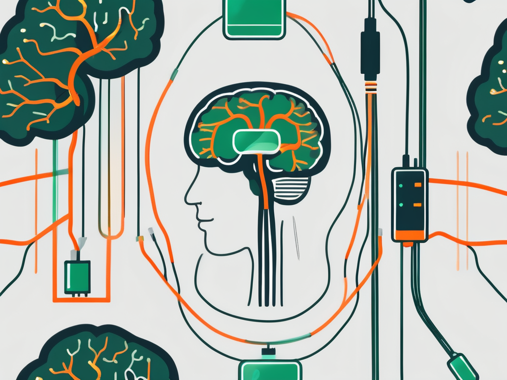 A brain with highlighted areas connected to the vagus nerve