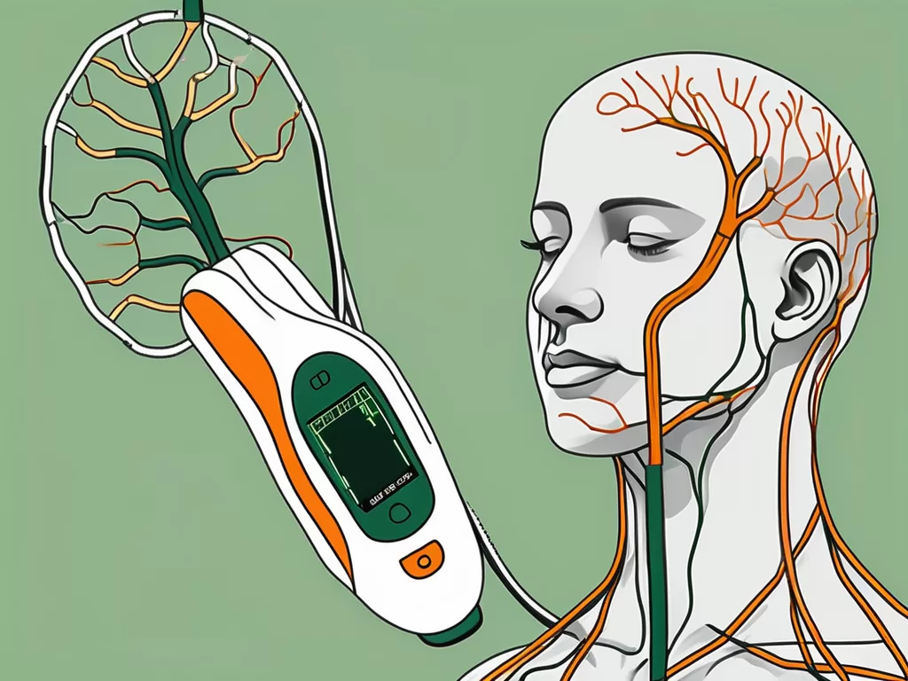A vagus nerve stimulator device connected to the vagus nerve